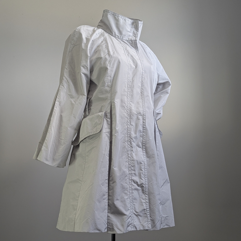 Silolona Grey Silver White Technical Trench Coat Modern Structured Rain Spring